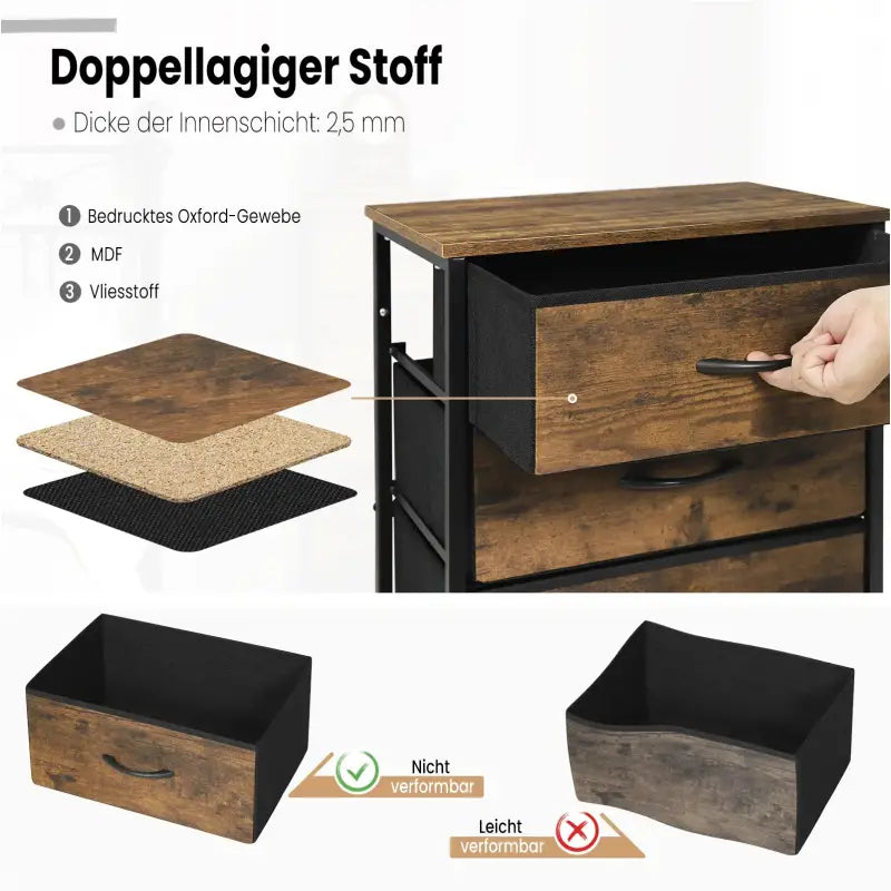 BukkitBow - Ladekast - Gefabriceerd Hout - 5 Stoffen Lades - Lichtgewicht - Stabiel - Multifunctioneel