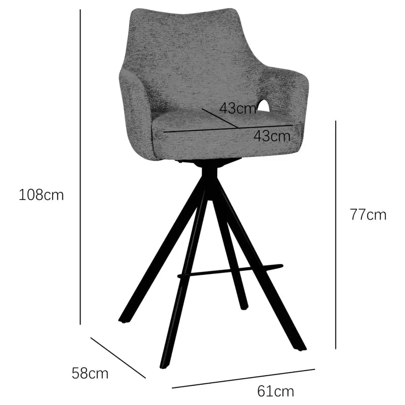 BukkitBow - Luxe Moderne Barkrukken - Draaibare Zitting - met Voetensteun - Aragon Stof - met Onder Metalenstel