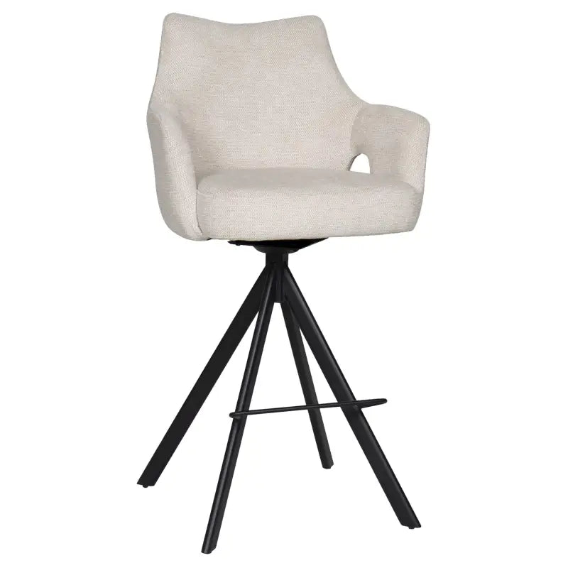 BukkitBow - Luxe Moderne Barkrukken - Draaibare Zitting - met Voetensteun - Aragon Stof - met Onder Metalenstel