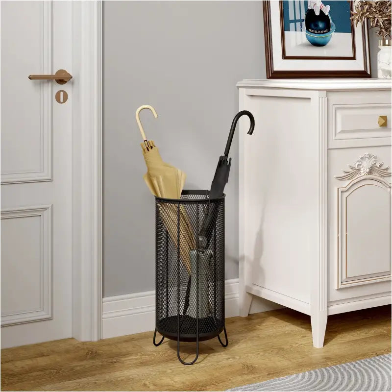 BukkitBow - Luxe Paraplubak - met Water Opvangbak - 4 Ophanghaken - Van Draadrooster