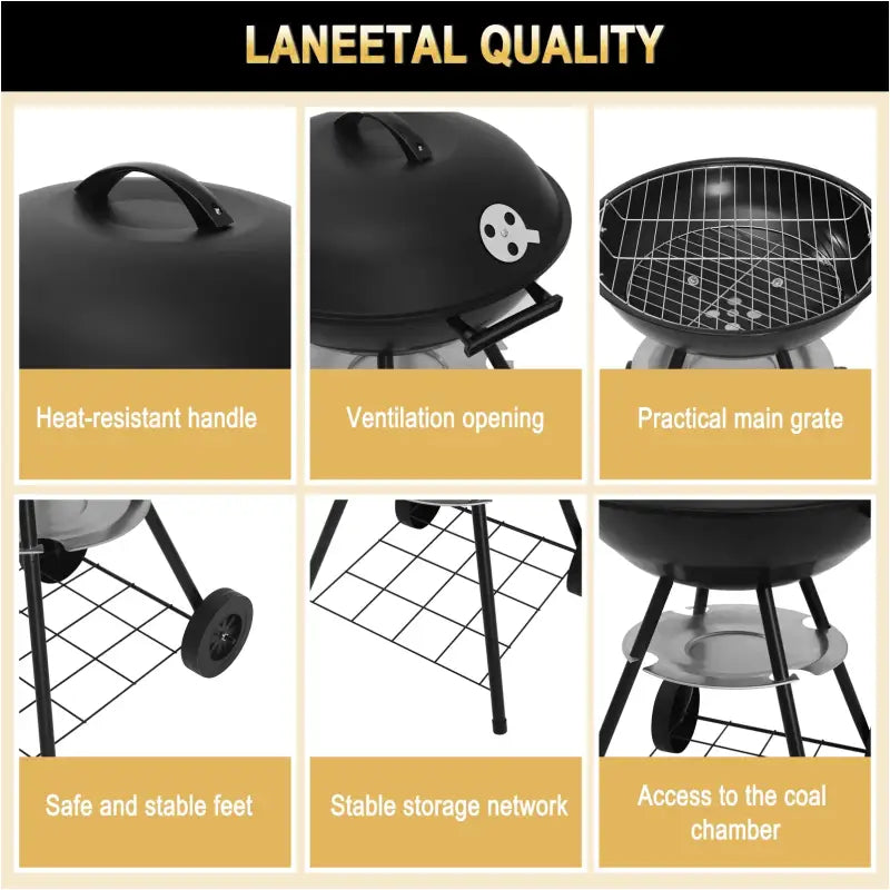 BukkitBow - Mobiele Houtskoolbarbecue - Metaal en Kunststof - 44x73 cm - 41,5 cm Grilloppervlak