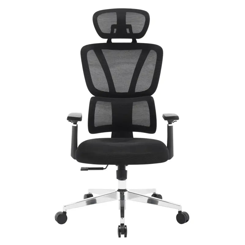 BukkitBow - Moderne Bureaustoel - Verstelbare Rug- en Lendensteun - 3D PU Armleuningen - Mesh Stof - 150 kg Draagvermogen - Zwart