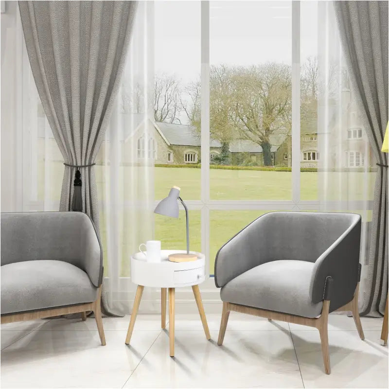 BukkitBow – Nachtkastje Hout – 38x38x45,5 cm – Met Lade en Antislip Voetjes - Wit