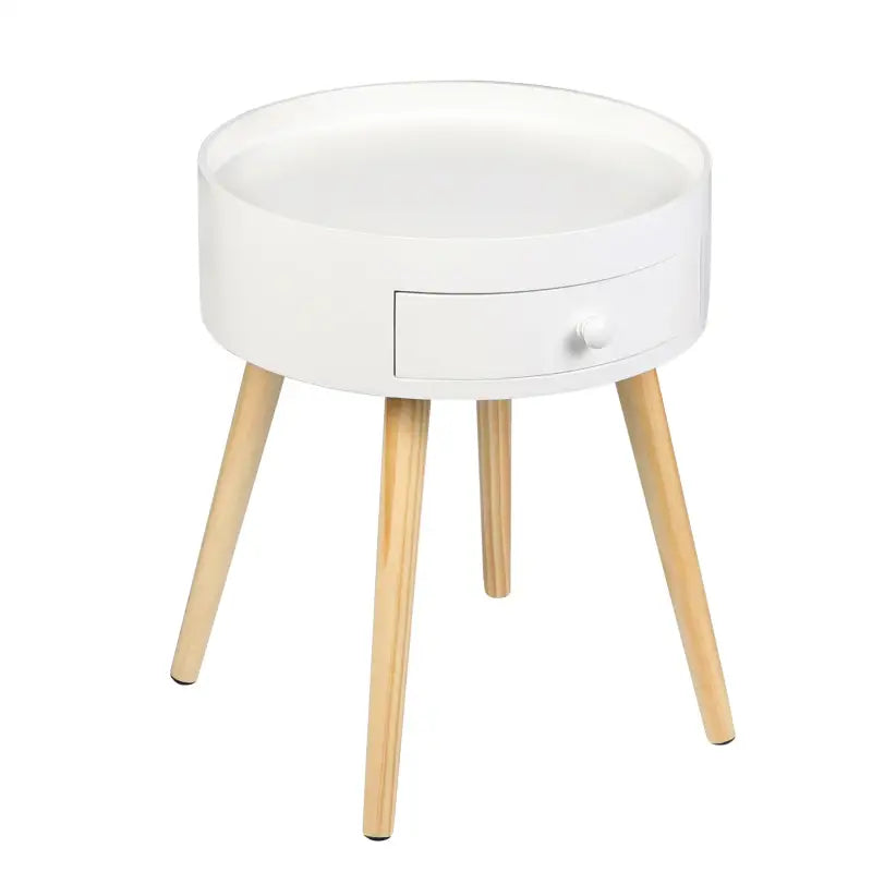 BukkitBow – Nachtkastje Hout – 38x38x45,5 cm – Met Lade en Antislip Voetjes - Wit