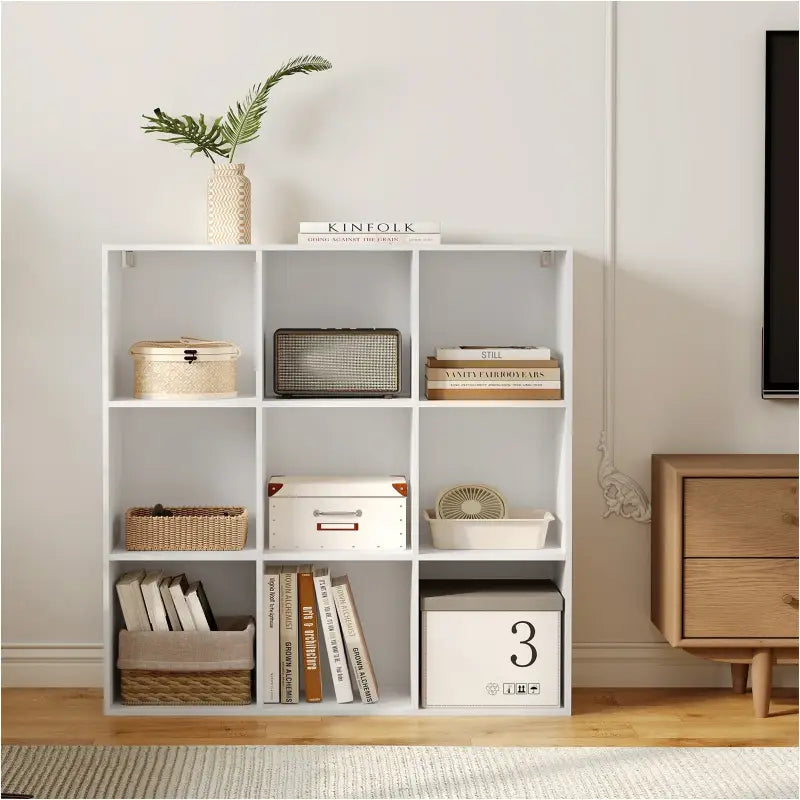 BukkitBow - Open Boekenkast met 9 Vakken - Hout/Melamine Fineer - Met achterwand - Ruimtebesparend en Stabiel - 94x93x29,5 cm