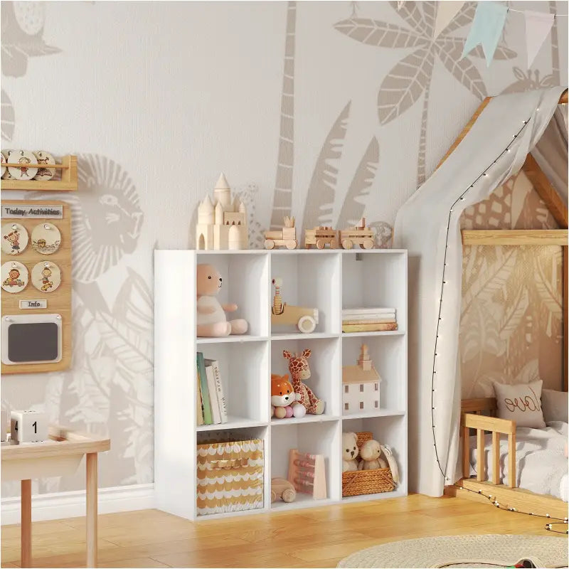 BukkitBow - Open Boekenkast met 9 Vakken - Hout/Melamine Fineer - Met achterwand - Ruimtebesparend en Stabiel - 94x93x29,5 cm