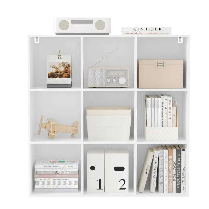 BukkitBow - Open Boekenkast met 9 Vakken - Hout/Melamine Fineer - Met achterwand - Ruimtebesparend en Stabiel - 94x93x29,5 cm