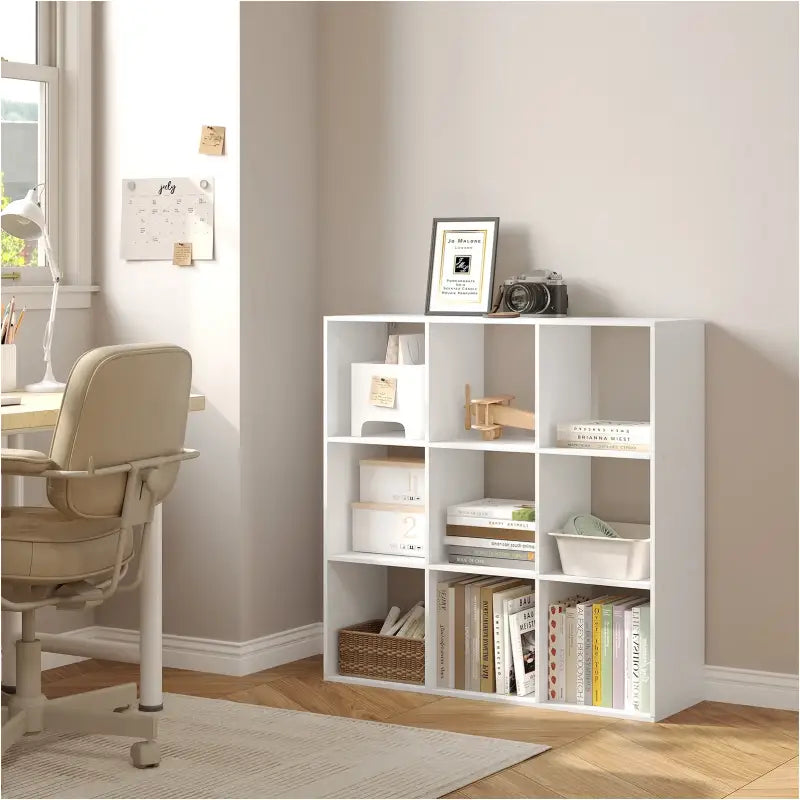 BukkitBow - Open Boekenkast met 9 Vakken - Hout/Melamine Fineer - Open Vakken - Ruimtebesparend en Stabiel - 94x93x29,5 cm