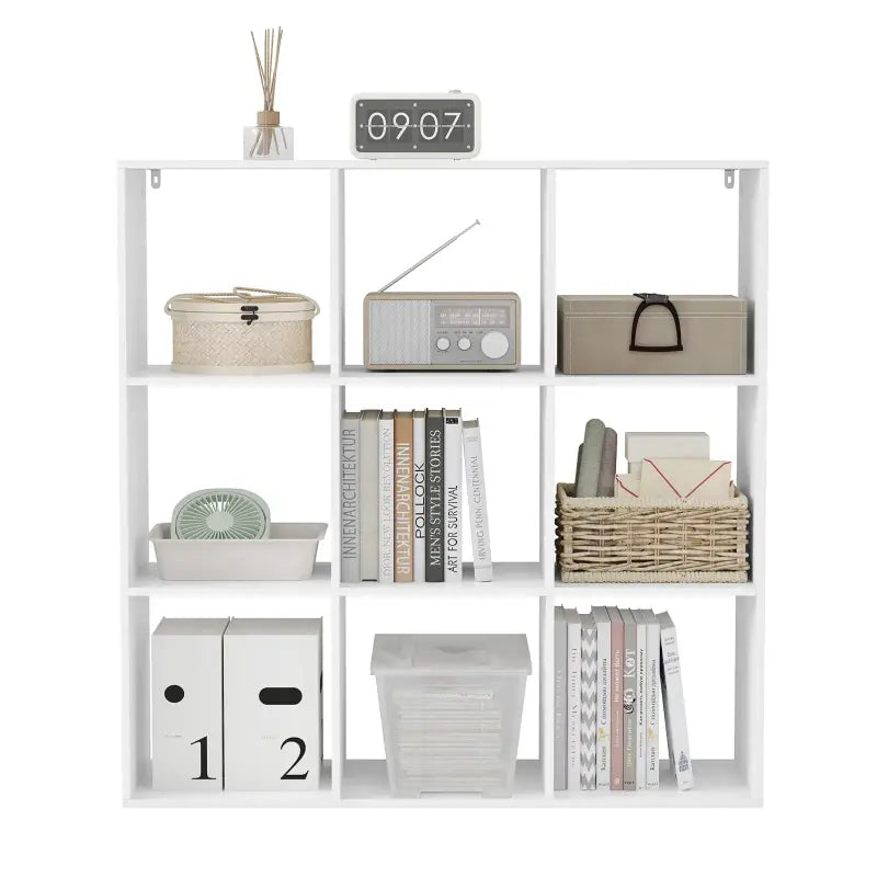 BukkitBow - Open Boekenkast met 9 Vakken - Hout/Melamine Fineer - Open Vakken - Ruimtebesparend en Stabiel - 94x93x29,5 cm