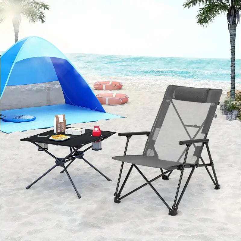 BukkitBow - Opvouwbare Campingstoel - Metaal en Polyester - Hoge Rugleuning - Draagbaar - 150 kg Draagvermogen