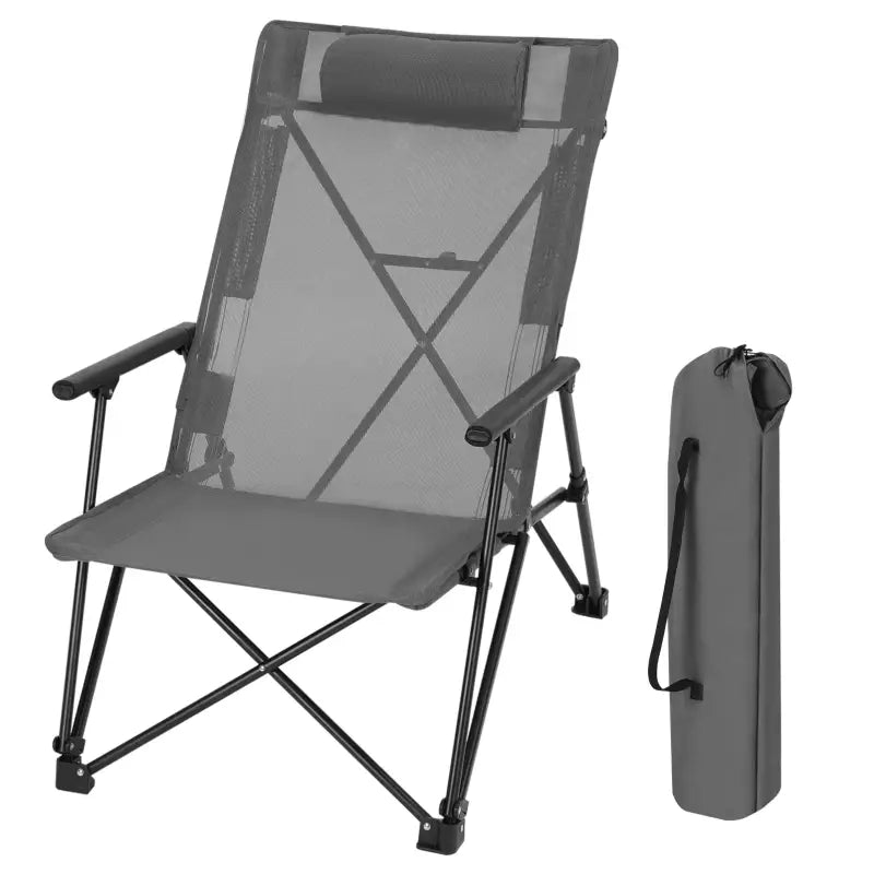 BukkitBow - Opvouwbare Campingstoel - Metaal en Polyester - Hoge Rugleuning - Draagbaar - 150 kg Draagvermogen