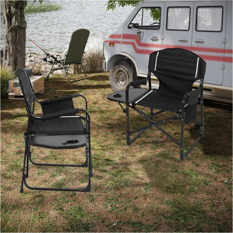 BukkitBow - Opvouwbare Campingstoel - Versterkt Aluminium en Oxford Stof - 150 kg Draagvermogen - Inclusief Tafeltje en Bekerhouder