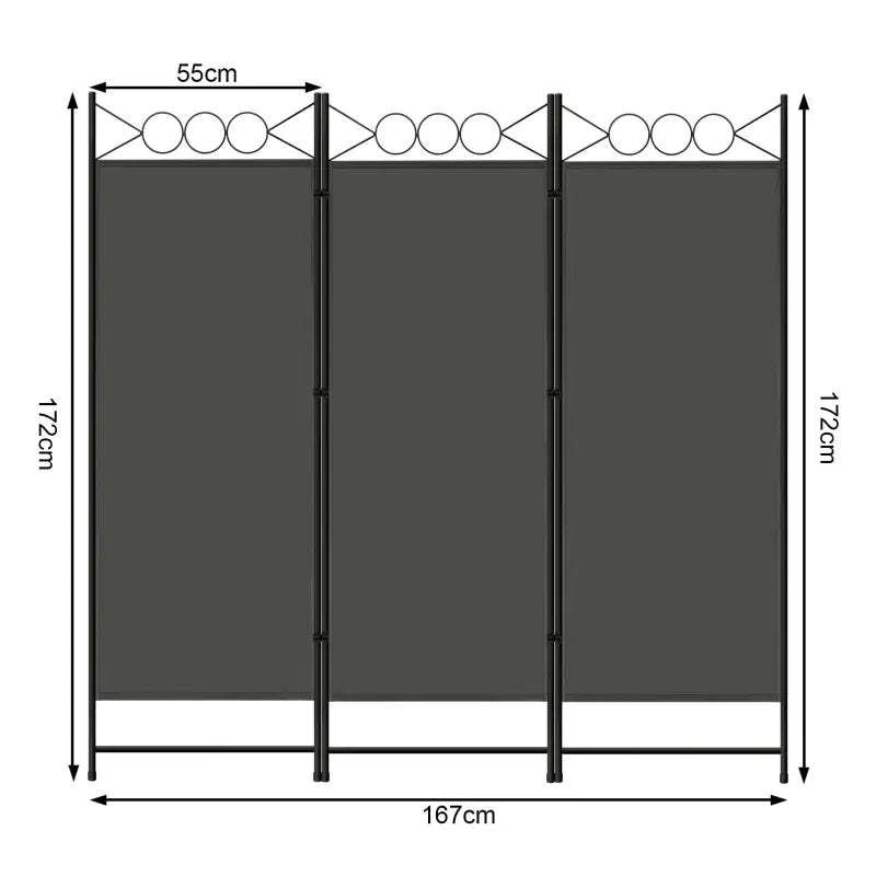 BukkitBow - Opvouwbare Kamer Verdeler / Kamerscherm - 167x172cm of 223x172cm - Donkergrijs