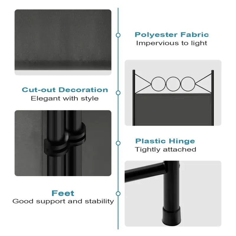 BukkitBow - Opvouwbare Kamer Verdeler / Kamerscherm - 167x172cm of 223x172cm - Donkergrijs