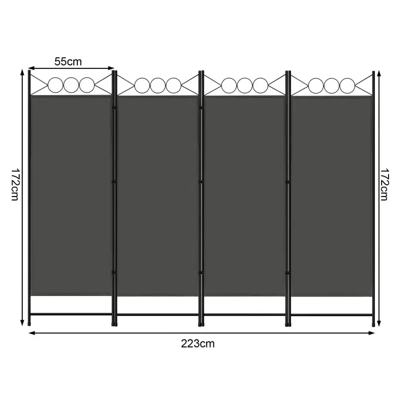 BukkitBow - Opvouwbare Kamer Verdeler / Kamerscherm - 167x172cm of 223x172cm - Donkergrijs