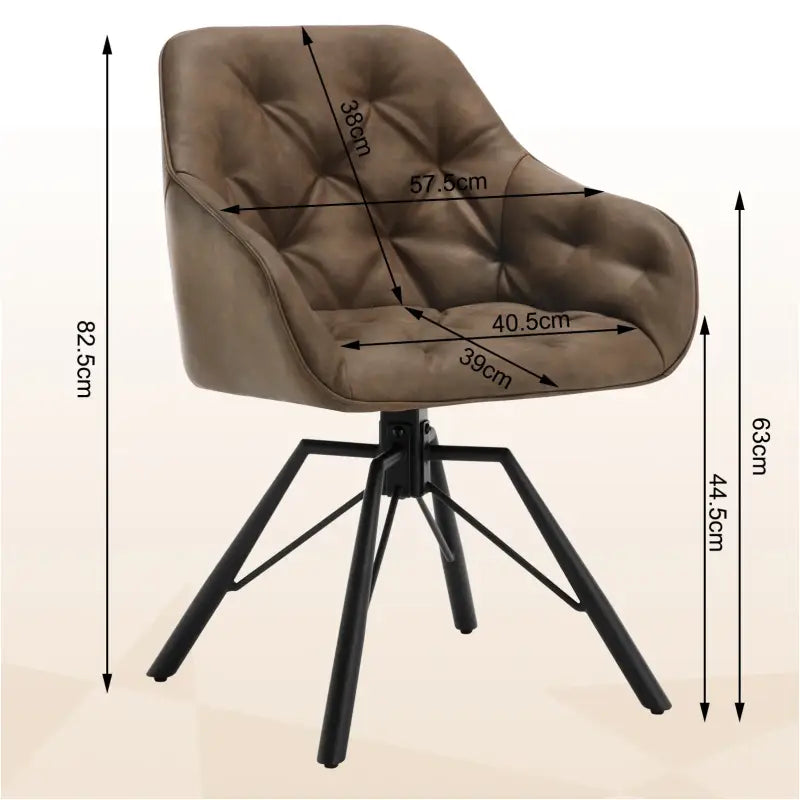 BukkitBow - Set van 2 Draaibare Eetkamerstoelen - Kunstleer/Fluweel en Metaal - Ergonomisch - 150 kg Draagvermogen