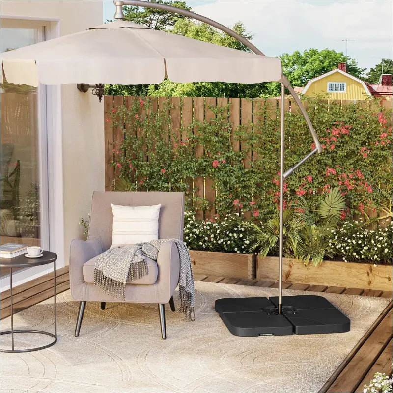 BukkitBow - Set van 4 Vulbare Parasol Voetplaten - Parasolvoet / Poot Met Metalen Handvatten - Weerbestendig