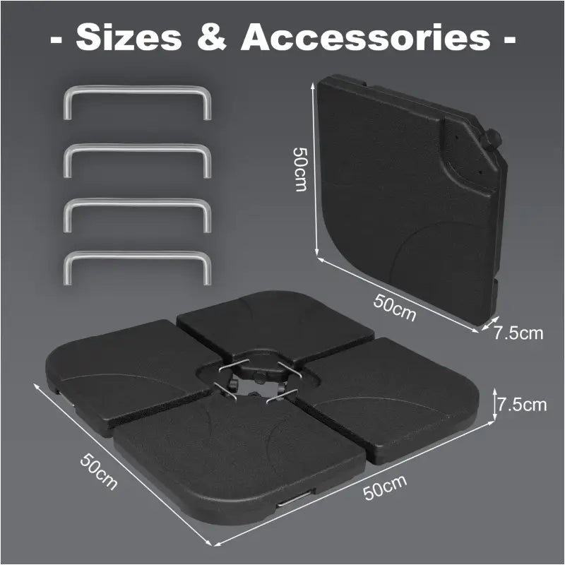BukkitBow - Set van 4 Vulbare Parasol Voetplaten - Parasolvoet / Poot Met Metalen Handvatten - Weerbestendig