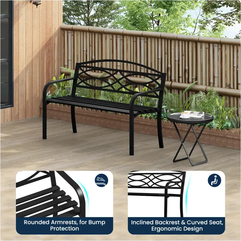 BukkitBow - Tuinbank Metaal - Weerbestendig - Parkbank / Balkonbank - 2-3 Personen - 127x83x60cm