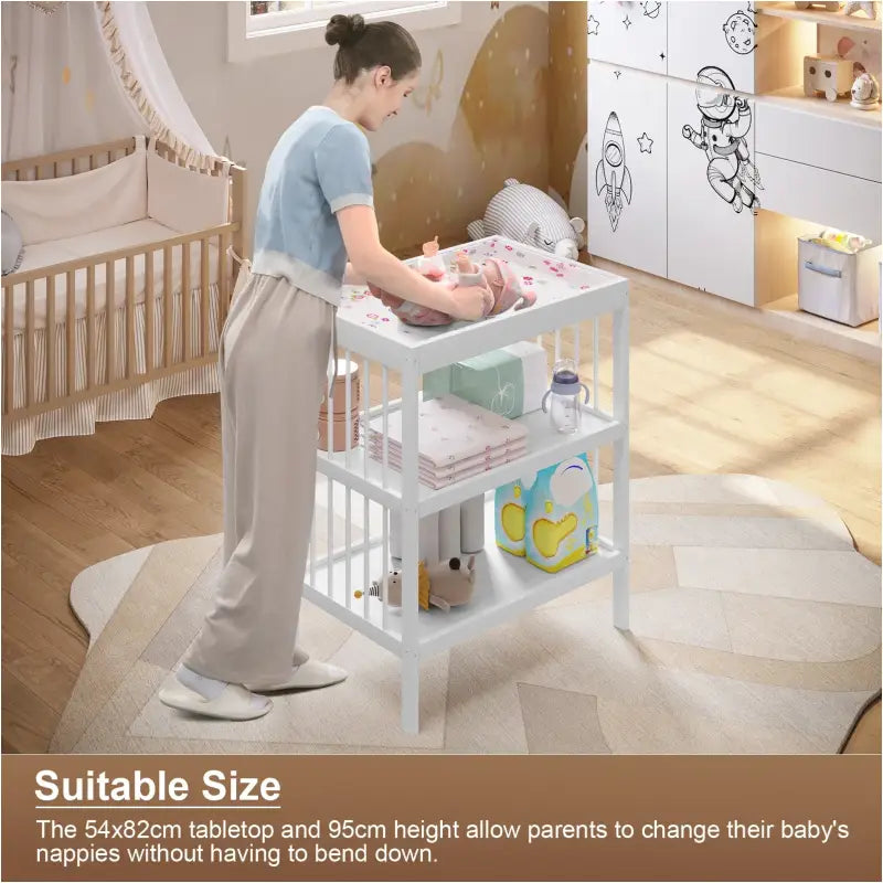 BukkitBow - Verzorgingstafel voor Baby - MDF - Wit - 75x92x51 cm - 30 kg Draagvermogen