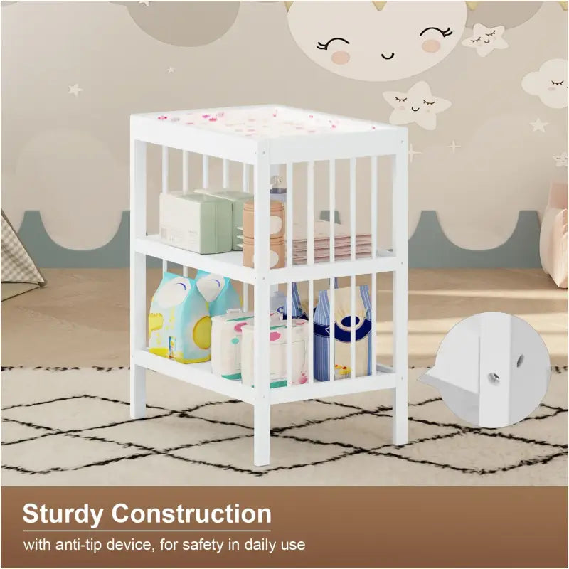 BukkitBow - Verzorgingstafel voor Baby - MDF - Wit - 75x92x51 cm - 30 kg Draagvermogen