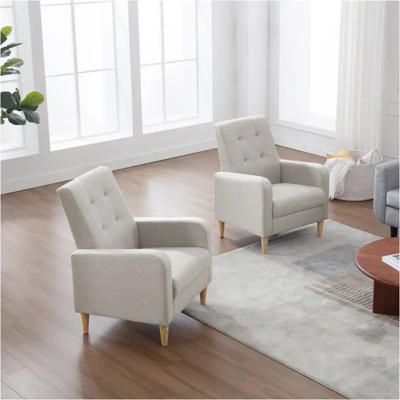 BukkitBow - Vleugelstoel / Fauteuil - met Armleuningen - Massief Houten Poten - Luxe Loungestoel - Linnen/Fluwelen Bekleding