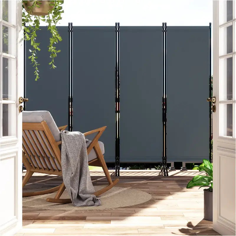 BukkitBow – Vouwbaar Privacyscherm 160g/m² Polyester – 224x182cm Stalen Frame – Binnen en Buiten – Verstelbaar en Weerbestendig