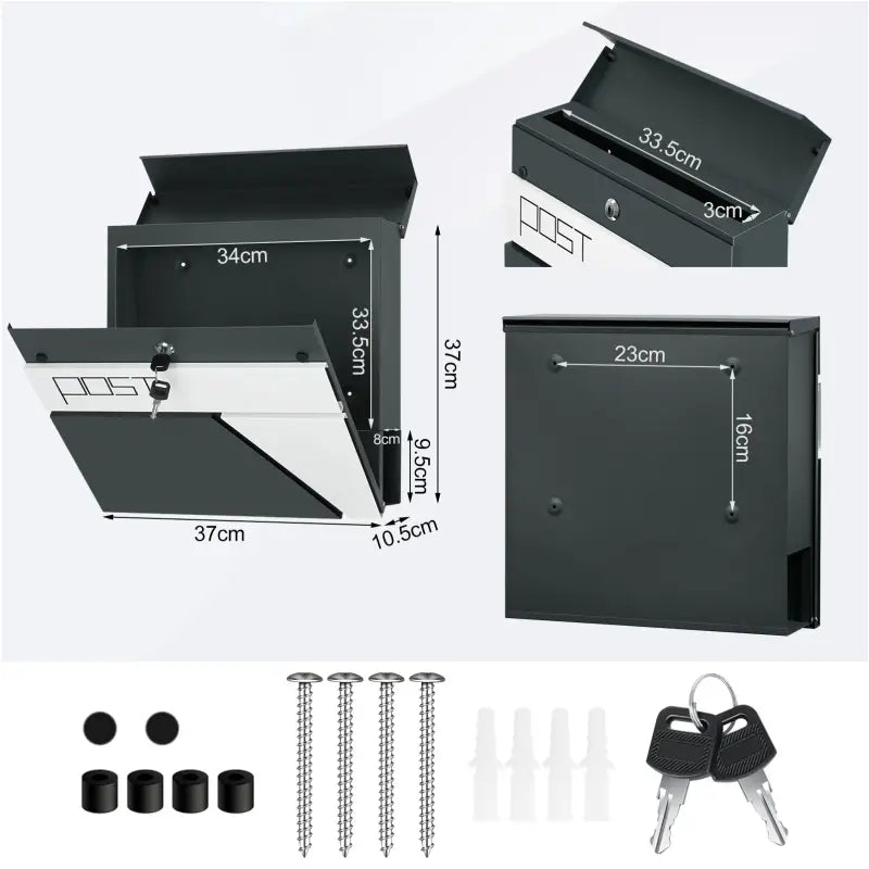 BukkitBow – Wandbrievenbus met Krantenhouder – Verzinkt Staal – Antraciet – Modern Design