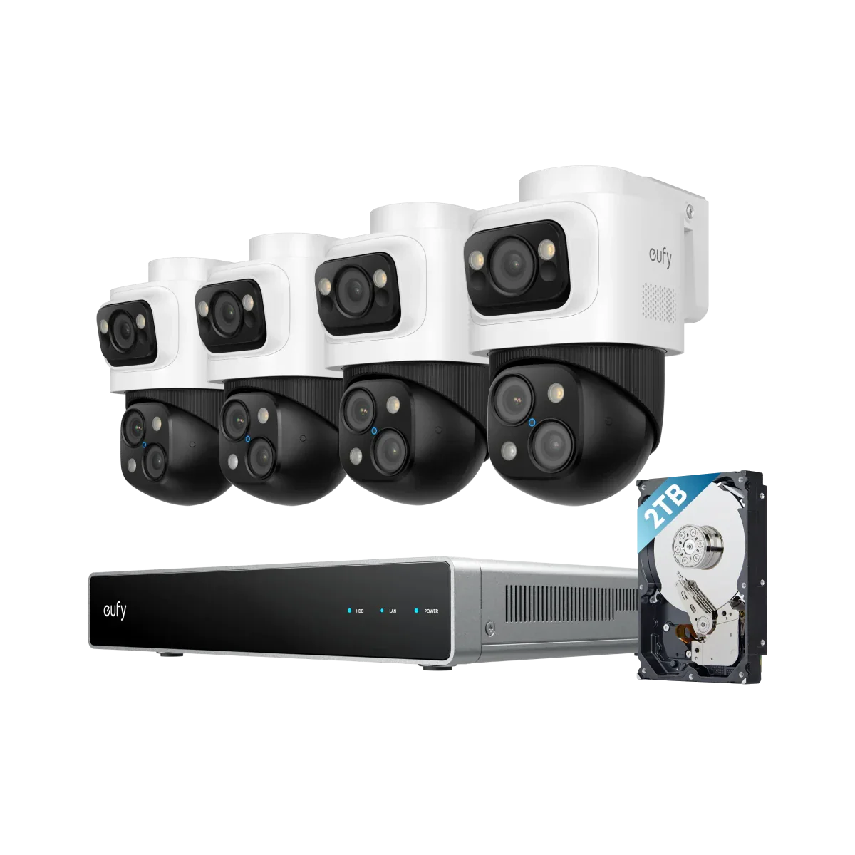 Beveiligingscamera set; PoE recorder met 4x S4 PTZ