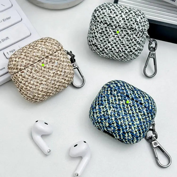 For AirPods 4 Camouflage Texture Earbuds Box PC Case with Hook(Blue)