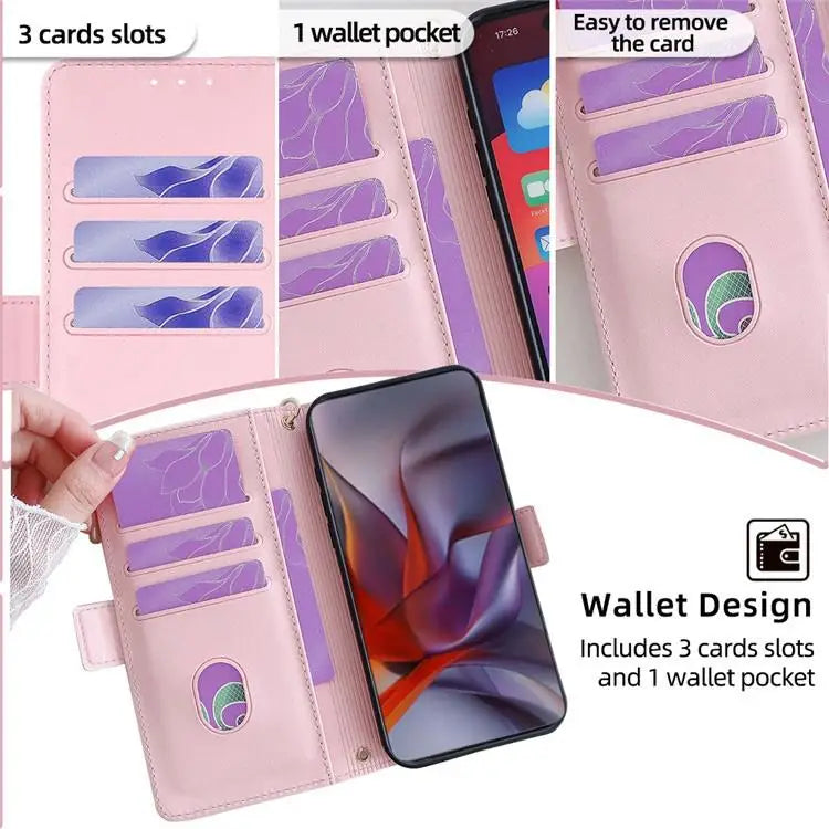 Voor Samsung Galaxy A05 4G Crossbody Chain Leather Telefoonhoesje (Roze)