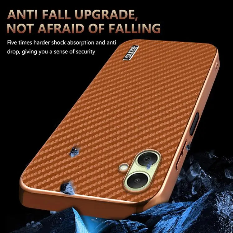 Voor Samsung Galaxy A07 4G AZNS gegalvaniseerde rand koolstofvezel textuur telefoonhoesje (zwart)