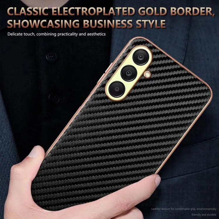 Voor Samsung Galaxy A17 4G / 5G AZNS gegalvaniseerde rand koolstofvezel textuur telefoonhoesje (groen)