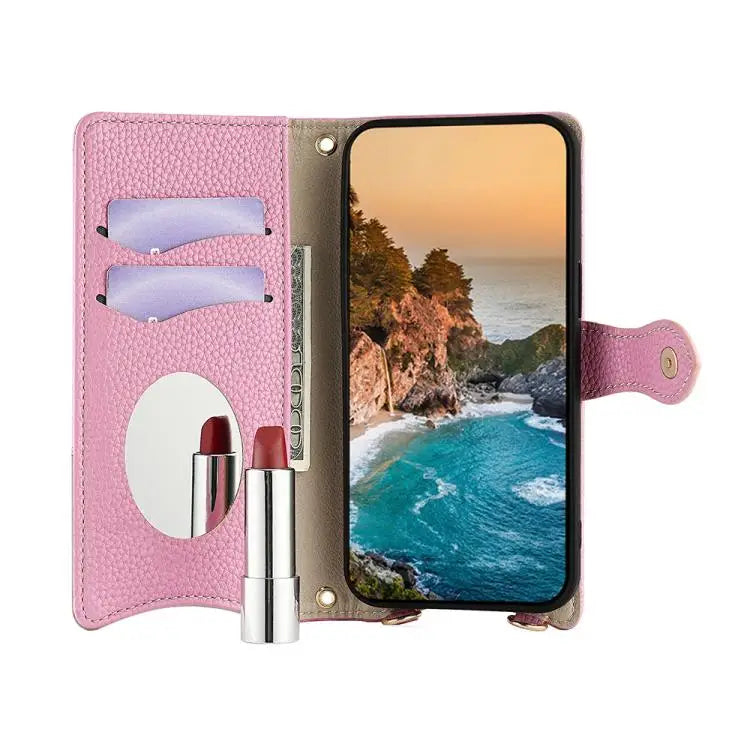 Voor Samsung Galaxy A36 5G Crossbody Chain Fishtail Litchi leren telefoonhoesje (roze)