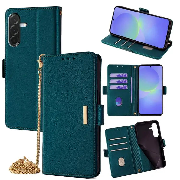 Voor Samsung Galaxy A36 5G Crossbody Chain Leather Telefoonhoesje (Groen)