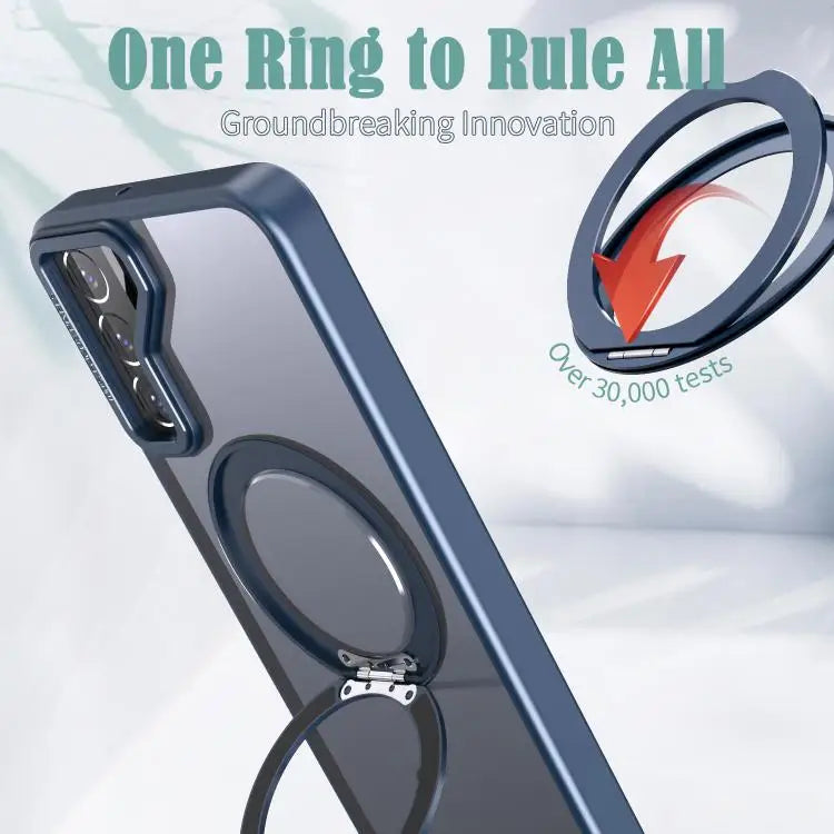 Voor Samsung Galaxy S22 5G kalebol MagSafe metalen ringhouder telefoonhoesje (blauw)