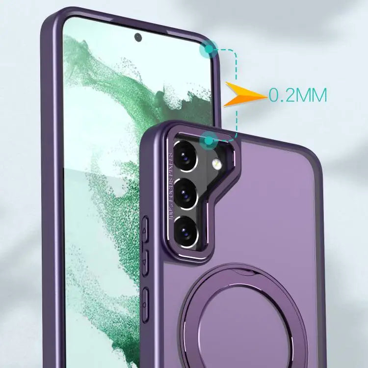 Voor Samsung Galaxy S22+ 5G kalebol MagSafe metalen ringhouder telefoonhoesje (donkerpaars)