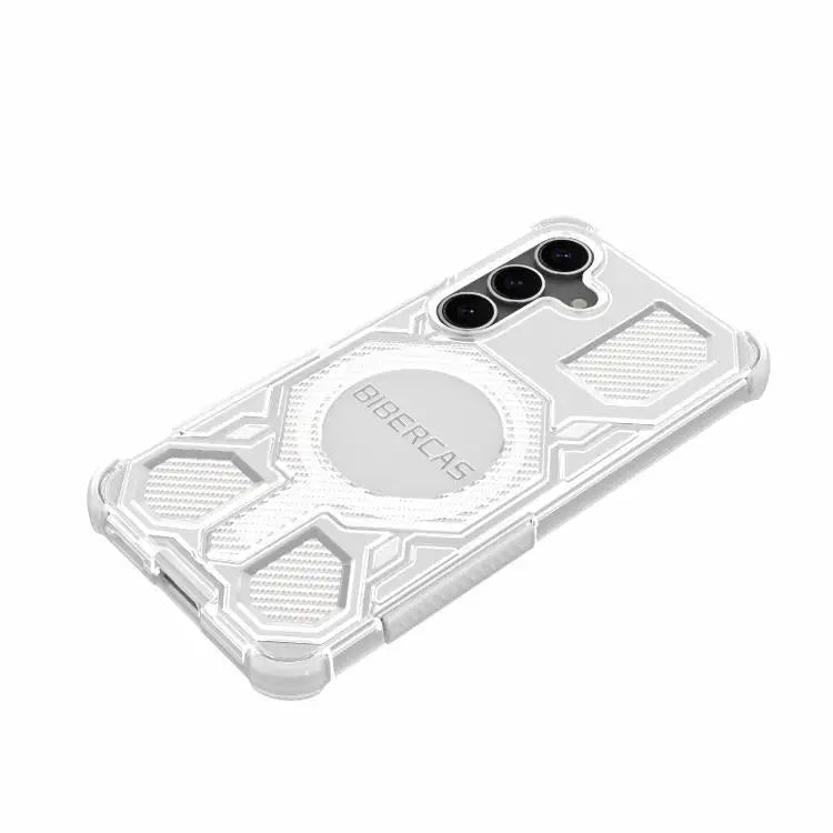 Voor Samsung Galaxy S25 5G BIBERCAS Transparante Kleurenserie MagSafe Airbag Schokbestendige Telefoonhoes (Wit)