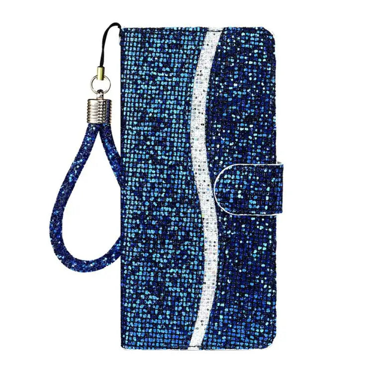 Voor Samsung Galaxy S25 FE 5G Glitterpoeder Filp Leren Telefoonhoesje (Blauw)