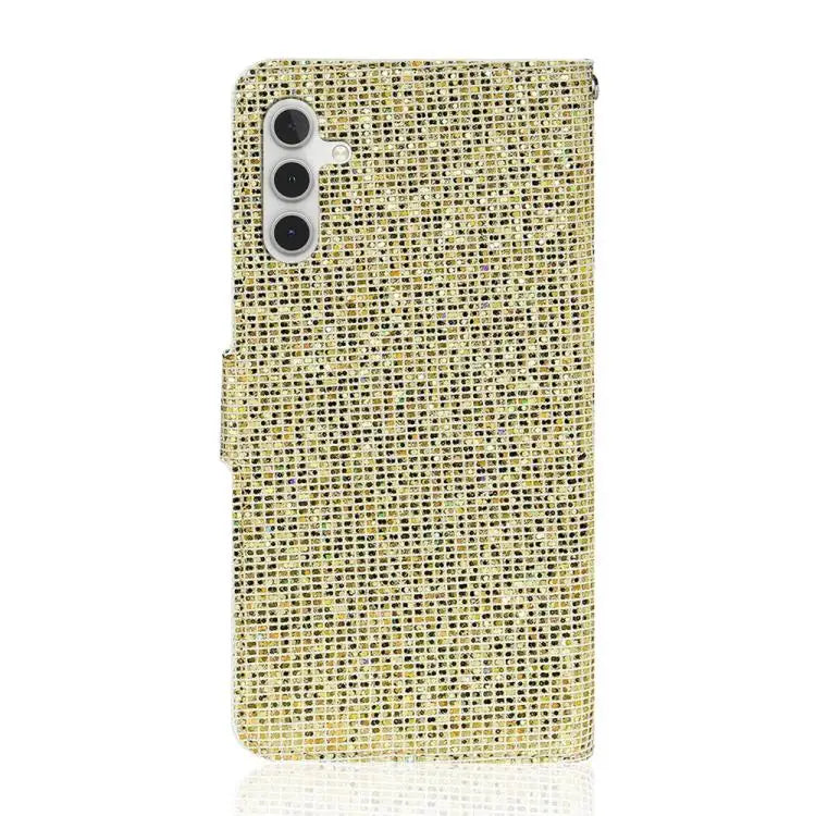 Voor Samsung Galaxy S25 FE 5G Glitterpoeder Filp Leren Telefoonhoesje (Goud)
