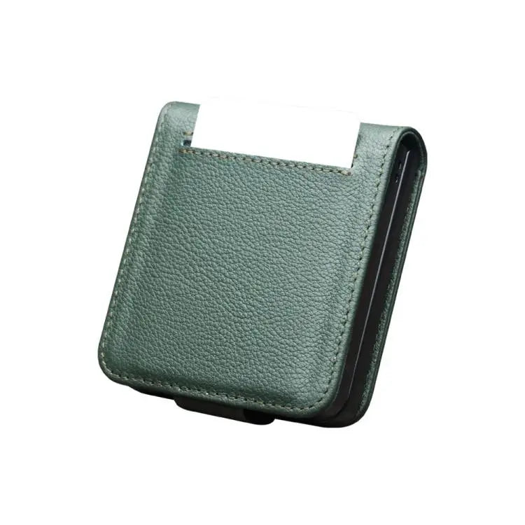 Voor Samsung Galaxy Z Flip7 5G QIALINO Classics 3rd Echt leren telefoonhoesje (cyaan)