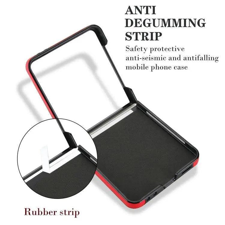 Voor Samsung Galaxy Z Flip7 5G Rhombic Fold leren telefoonhoesje (rood)