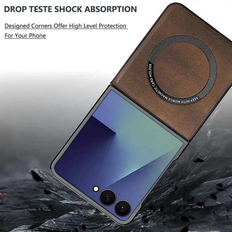Voor Samsung Galaxy Z Flip7 5G Slim Fit Design MagSafe-telefoonhoesje (bruin)