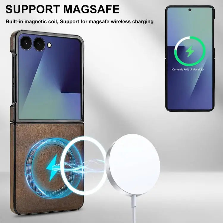 Voor Samsung Galaxy Z Flip7 5G Slim Fit Design MagSafe-telefoonhoesje (bruin)