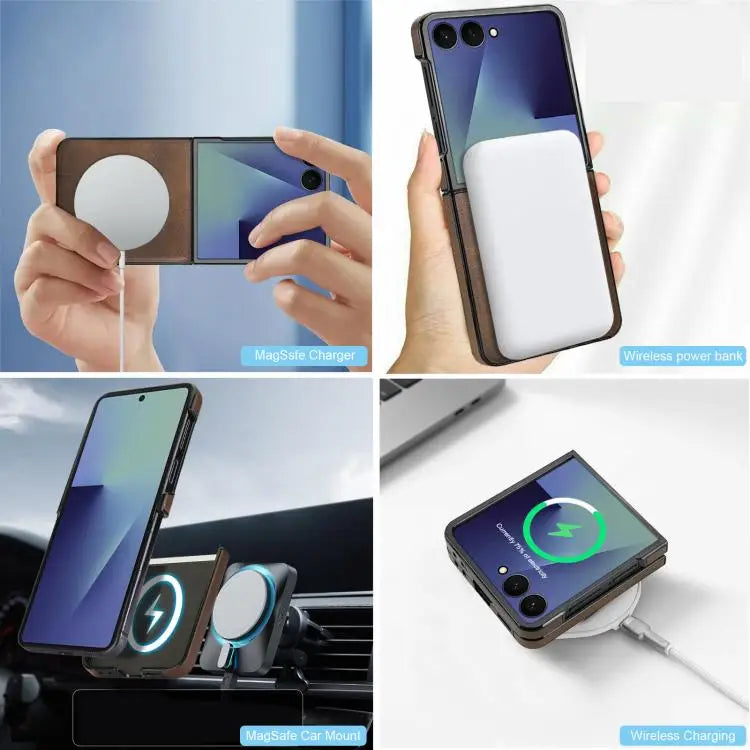 Voor Samsung Galaxy Z Flip7 5G Slim Fit Design MagSafe-telefoonhoesje (bruin)