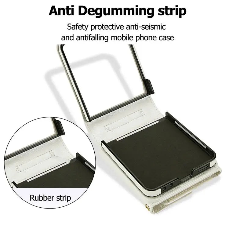 Voor Samsung Galaxy Z Flip7 5G effen kleur rugzak portemonnee kaartsleuf RFID PU telefoonhoesje (wit)