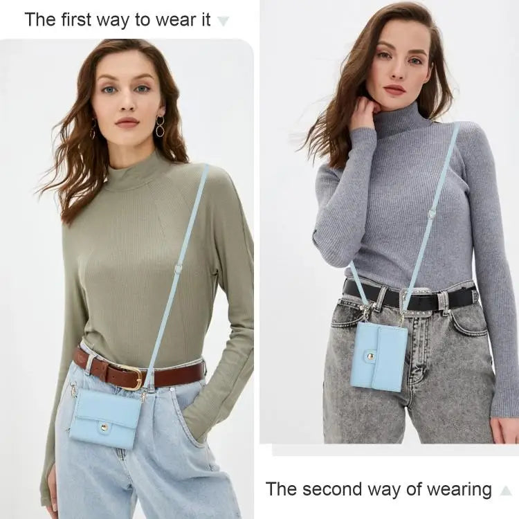 Voor Samsung Galaxy Z Flip7 5G effen kleur rugzak portemonnee kaartsleuf RFID PU telefoonhoesje (blauw)