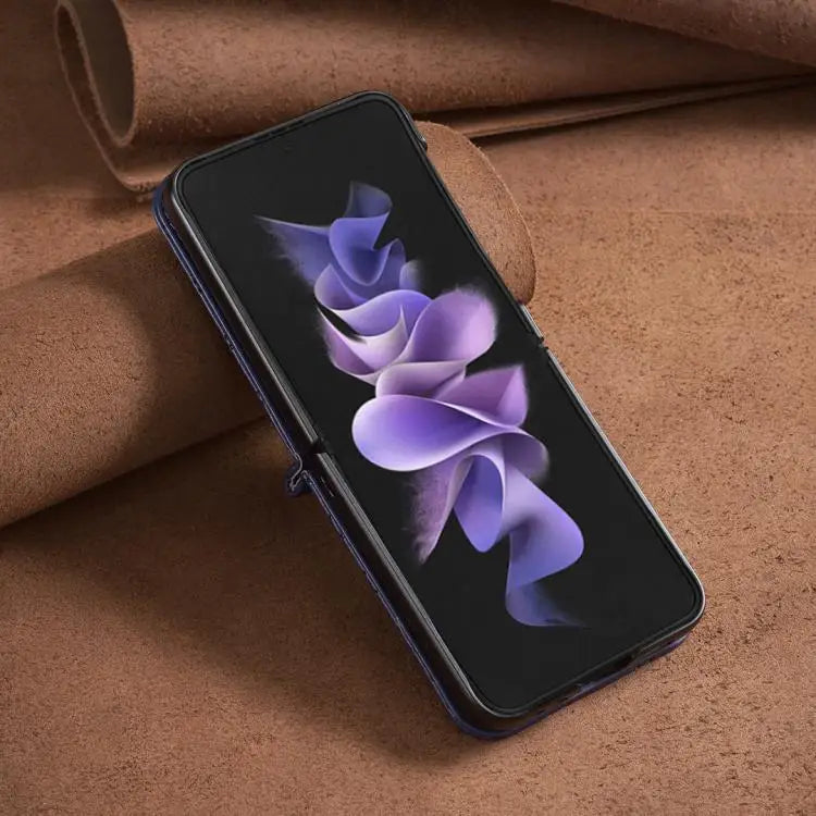 Voor Samsung Galaxy Z Flip7 Diamond Lattice PU + PC schokbestendige telefoonhoes (blauw)