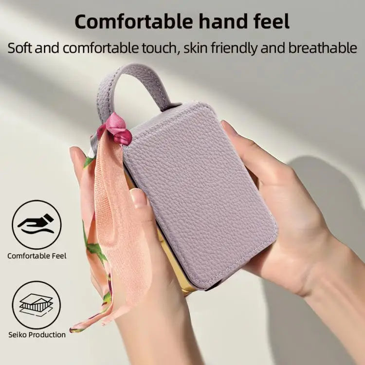 Voor Samsung Galaxy Z Flip7 Litchi-patroon make-upspiegel PU-telefoonhoesje met zijden sjaal (groen)