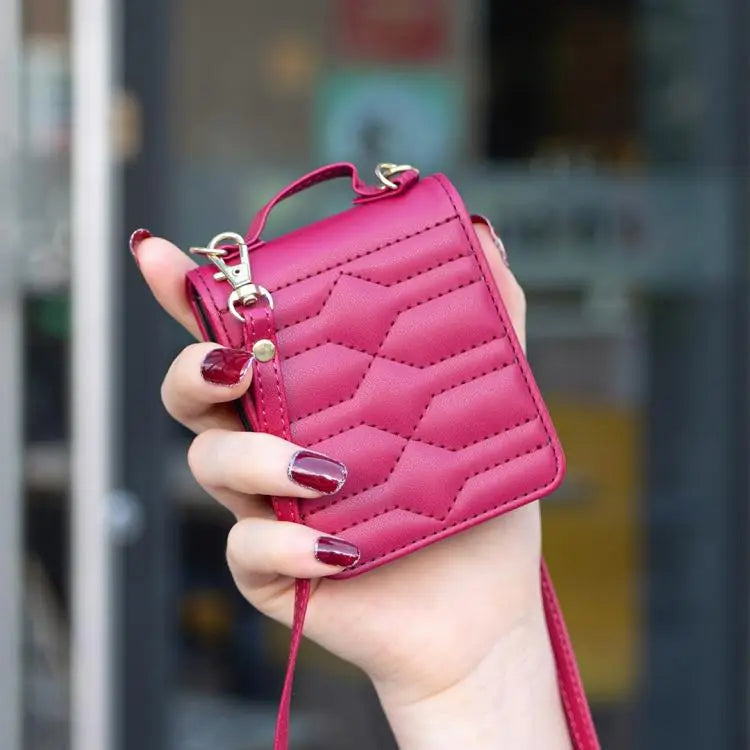 Voor Samsung Galaxy Z Flip7 V-vormig crossbody lanyard leren telefoonhoesje (rozerood)